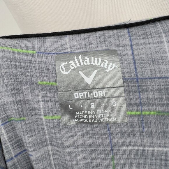 Callaway Men's Opti-Dri Golf Polo Shirt L Large Gray/Green Plaid - Picture 10 of 10